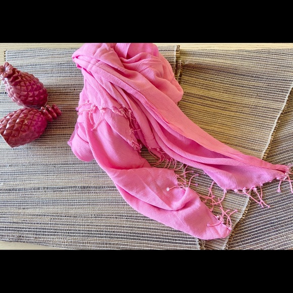 Punta Cana Pink Beaded Tassel Scarf - Picture 2 of 6